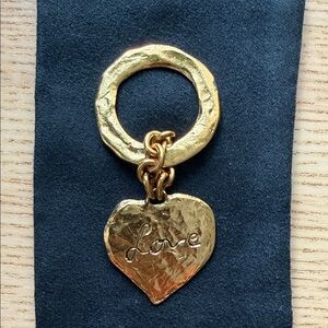 Yves Saint Laurent Vintage Gold Heart Pendant / Keyring